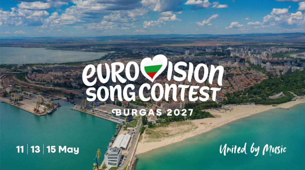 Plakat Eurowizja 2027 Burgas Zjednoczeni muzyką
